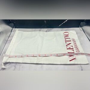 Valentino White Fabric Pouch with Red Logo Small/Pouch: Approximately 8” x 13”.